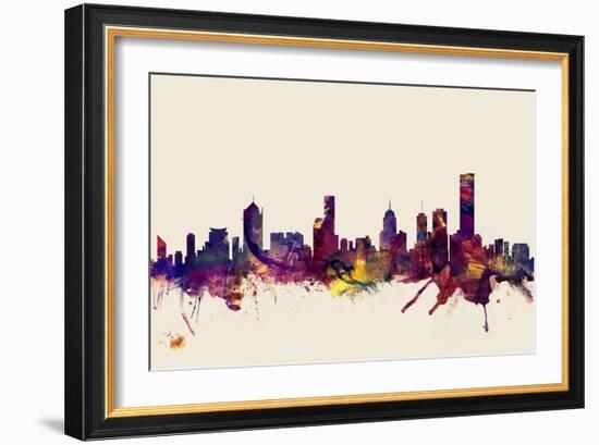 Melbourne Skyline-Michael Tompsett-Framed Art Print