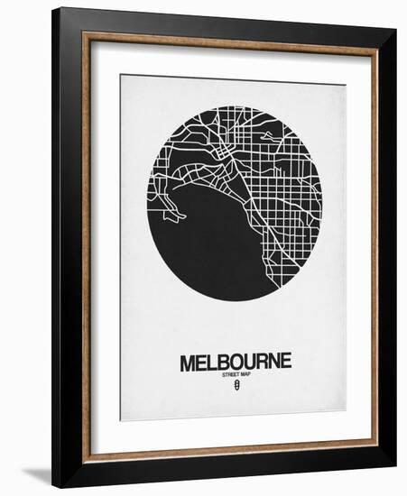 Melbourne Street Map Black on White-NaxArt-Framed Art Print