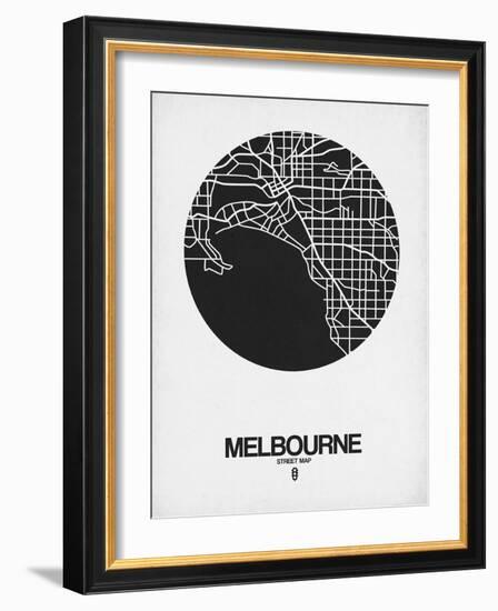 Melbourne Street Map Black on White-NaxArt-Framed Art Print