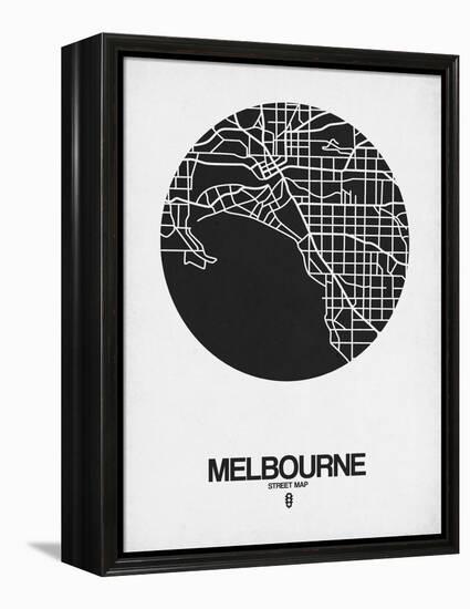 Melbourne Street Map Black on White-NaxArt-Framed Stretched Canvas