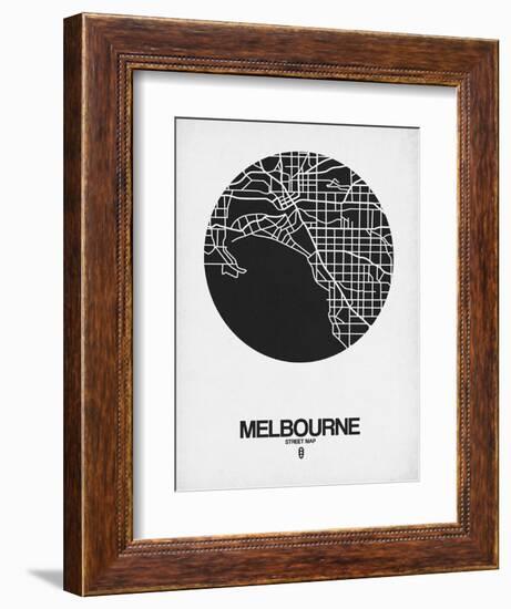 Melbourne Street Map Black on White-NaxArt-Framed Art Print