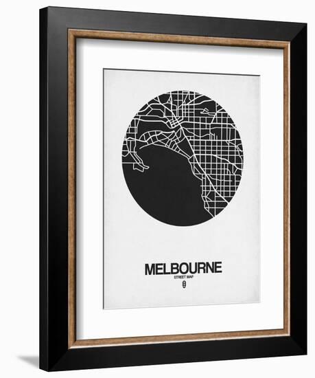 Melbourne Street Map Black on White-NaxArt-Framed Art Print