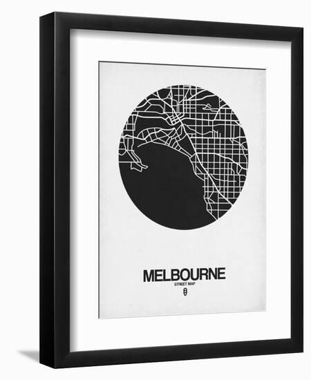 Melbourne Street Map Black on White-NaxArt-Framed Art Print