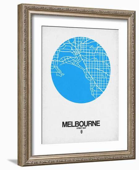 Melbourne Street Map Blue-NaxArt-Framed Art Print