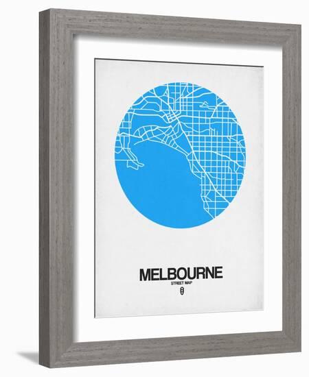 Melbourne Street Map Blue-NaxArt-Framed Art Print