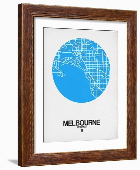 Melbourne Street Map Blue-NaxArt-Framed Art Print