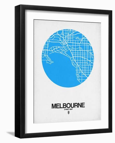 Melbourne Street Map Blue-NaxArt-Framed Art Print