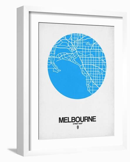 Melbourne Street Map Blue-NaxArt-Framed Art Print