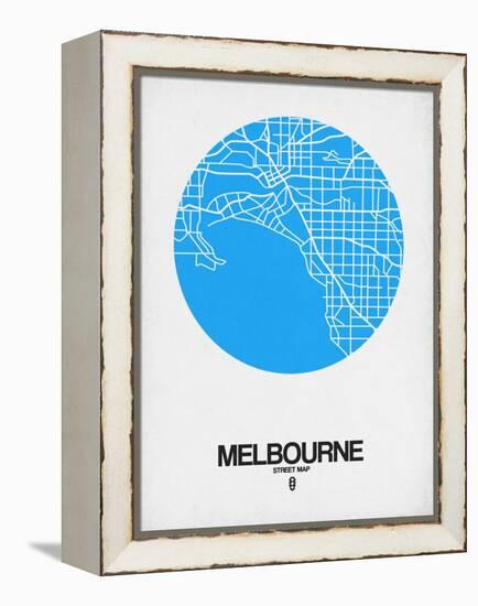 Melbourne Street Map Blue-NaxArt-Framed Stretched Canvas