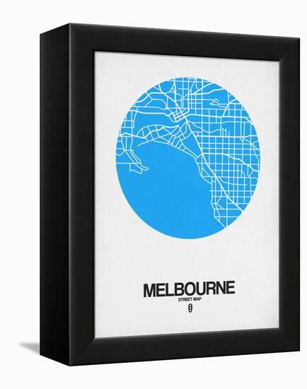 Melbourne Street Map Blue-NaxArt-Framed Stretched Canvas