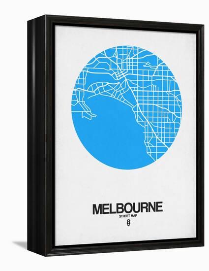 Melbourne Street Map Blue-NaxArt-Framed Stretched Canvas