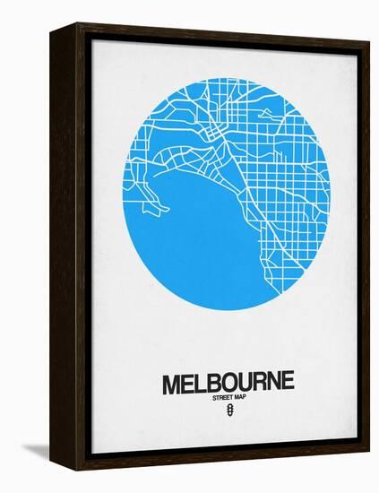 Melbourne Street Map Blue-NaxArt-Framed Stretched Canvas