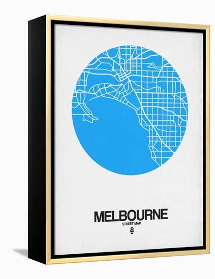 Melbourne Street Map Blue-NaxArt-Framed Stretched Canvas