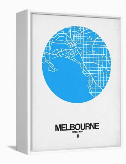 Melbourne Street Map Blue-NaxArt-Framed Stretched Canvas