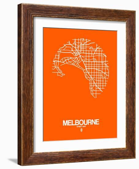 Melbourne Street Map Orange-NaxArt-Framed Art Print