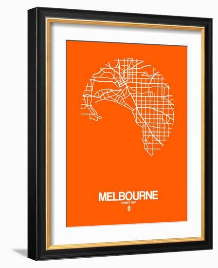 Melbourne Street Map Orange-NaxArt-Framed Art Print