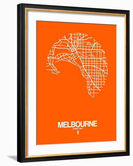 Melbourne Street Map Orange-NaxArt-Framed Art Print