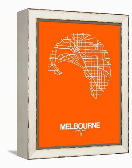 Melbourne Street Map Orange-NaxArt-Framed Stretched Canvas