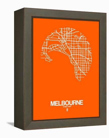 Melbourne Street Map Orange-NaxArt-Framed Stretched Canvas