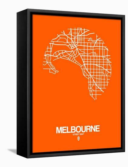 Melbourne Street Map Orange-NaxArt-Framed Stretched Canvas