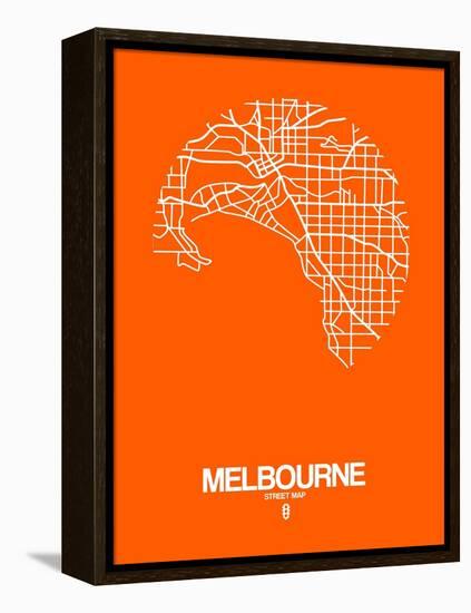 Melbourne Street Map Orange-NaxArt-Framed Stretched Canvas