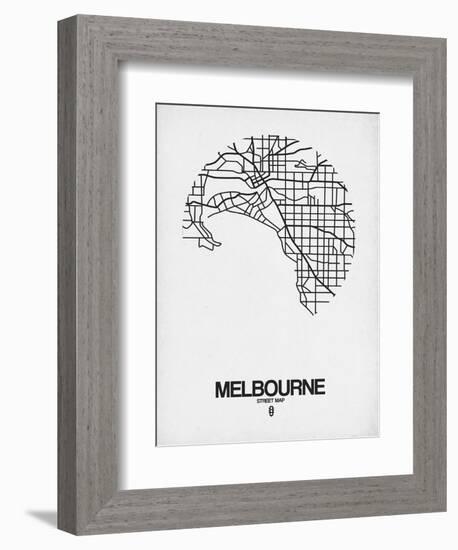 Melbourne Street Map White-NaxArt-Framed Art Print