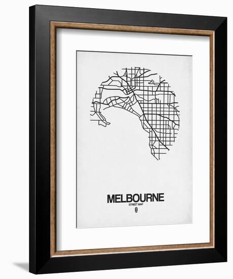 Melbourne Street Map White-NaxArt-Framed Art Print