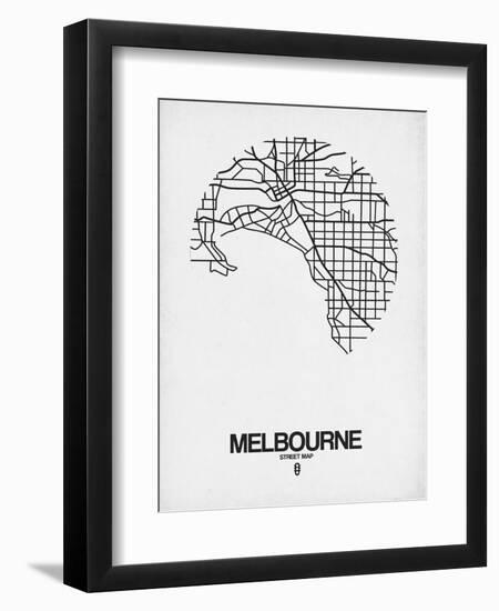 Melbourne Street Map White-NaxArt-Framed Art Print