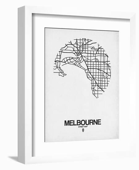 Melbourne Street Map White-NaxArt-Framed Art Print