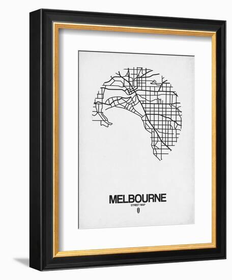 Melbourne Street Map White-NaxArt-Framed Art Print