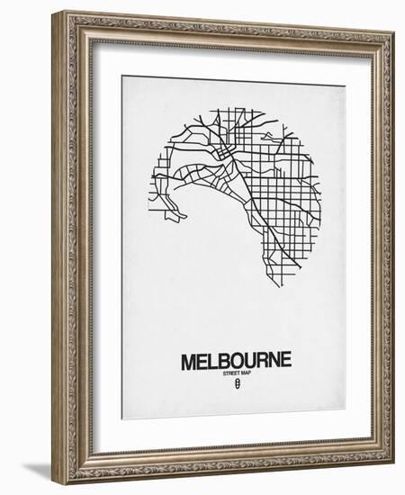 Melbourne Street Map White-NaxArt-Framed Art Print