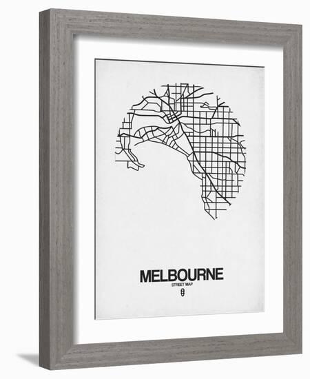 Melbourne Street Map White-NaxArt-Framed Art Print