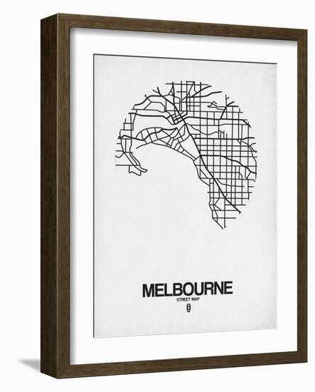 Melbourne Street Map White-NaxArt-Framed Art Print