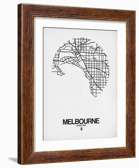 Melbourne Street Map White-NaxArt-Framed Art Print