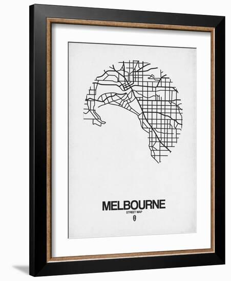 Melbourne Street Map White-NaxArt-Framed Art Print