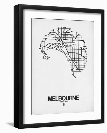 Melbourne Street Map White-NaxArt-Framed Art Print