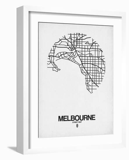 Melbourne Street Map White-NaxArt-Framed Art Print