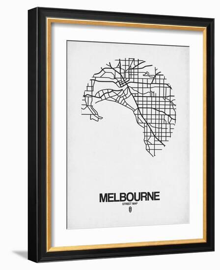 Melbourne Street Map White-NaxArt-Framed Art Print