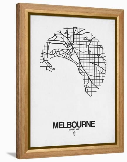 Melbourne Street Map White-NaxArt-Framed Stretched Canvas