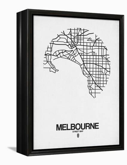 Melbourne Street Map White-NaxArt-Framed Stretched Canvas