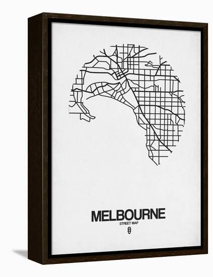 Melbourne Street Map White-NaxArt-Framed Stretched Canvas