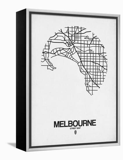 Melbourne Street Map White-NaxArt-Framed Stretched Canvas