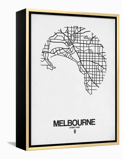 Melbourne Street Map White-NaxArt-Framed Stretched Canvas