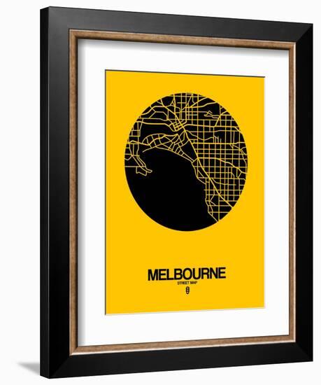 Melbourne Street Map Yellow-NaxArt-Framed Premium Giclee Print