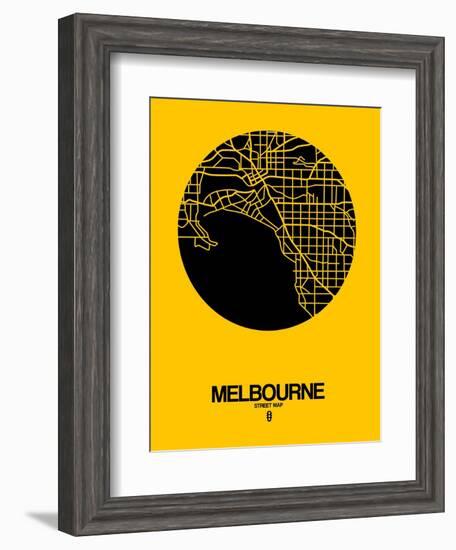 Melbourne Street Map Yellow-NaxArt-Framed Art Print