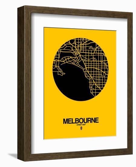 Melbourne Street Map Yellow-NaxArt-Framed Art Print