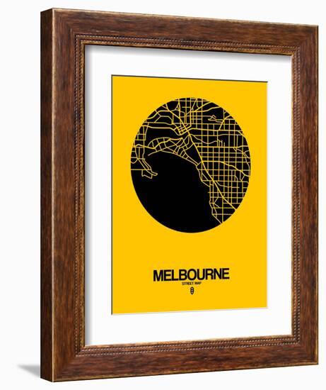 Melbourne Street Map Yellow-NaxArt-Framed Art Print