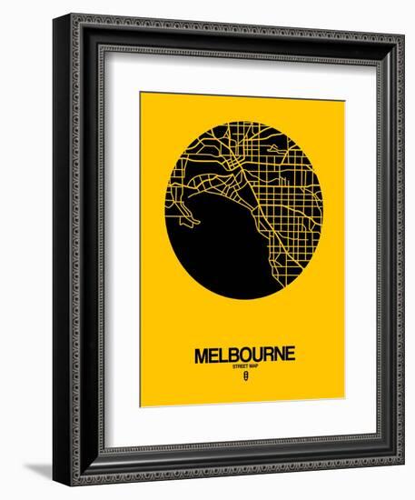 Melbourne Street Map Yellow-NaxArt-Framed Art Print