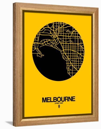 Melbourne Street Map Yellow-NaxArt-Framed Stretched Canvas