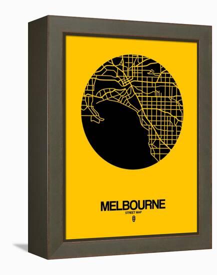 Melbourne Street Map Yellow-NaxArt-Framed Stretched Canvas